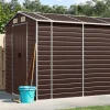 Clearance Trädgårdsskjul brun 191x725x198 cm galvaniserat stål Skjul, Garage & Carports