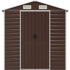 Clearance Trädgårdsskjul brun 191x725x198 cm galvaniserat stål Skjul, Garage & Carports