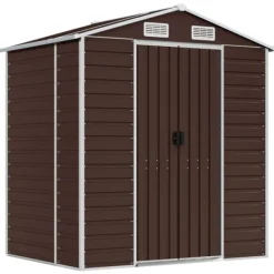 vidaXL Trädgårdsskjul brun 191x130x198 cm galvaniserat stål