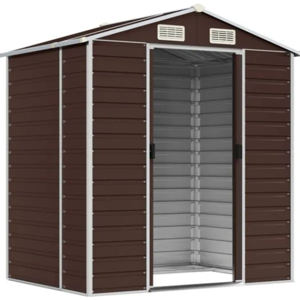 vidaXL Trädgårdsskjul brun 191x130x198 cm galvaniserat stål