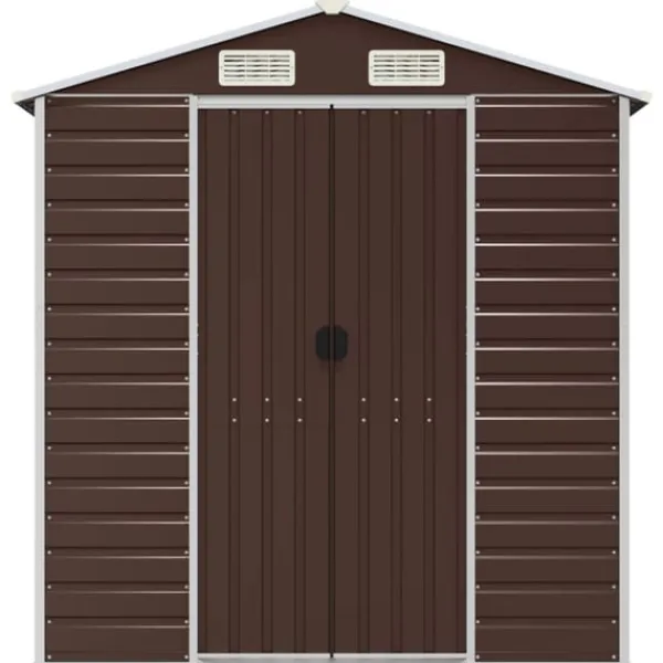 vidaXL Trädgårdsskjul brun 191x130x198 cm galvaniserat stål
