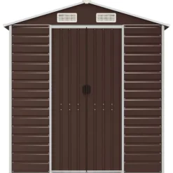 vidaXL Trädgårdsskjul brun 191x640x198 cm galvaniserat stål