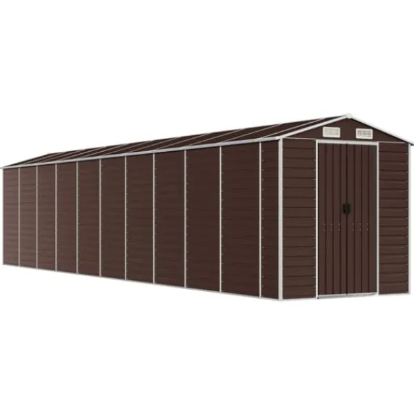 Best Trädgårdsskjul brun 191x895x198 cm galvaniserat stål Skjul, Garage & Carports