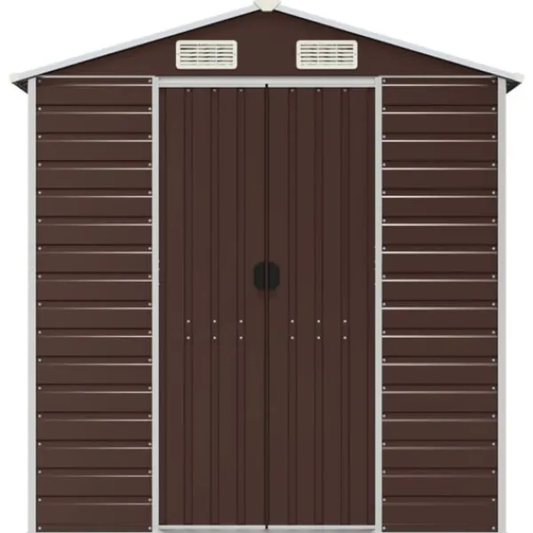 Clearance Trädgårdsskjul brun 191x215x198 cm galvaniserat stål Skjul, Garage & Carports