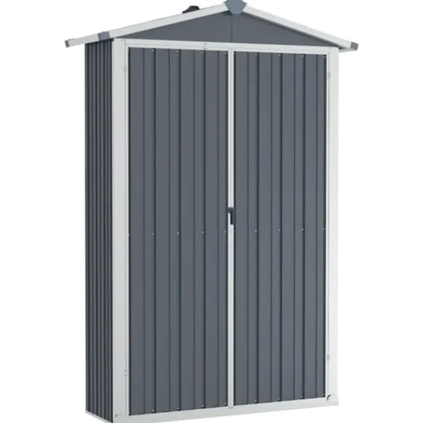 Trädgårdsskjul grå 116x45x175 cm galvaniserat stål - Trädgårdsbord - Trädgårdsskjul - Home & Living Skjul, Garage & Carports