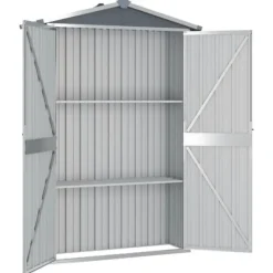 Trädgårdsskjul grå 116x45x175 cm galvaniserat stål - Trädgårdsbord - Trädgårdsskjul - Home & Living Skjul, Garage & Carports
