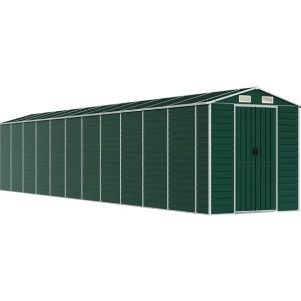 vidaXL Trädgårdsskjul grön 191x980x198 cm galvaniserat stål