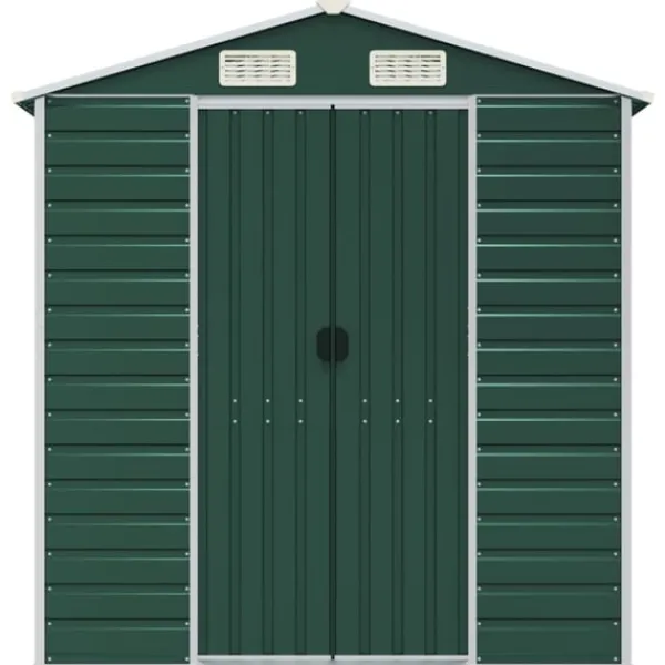 vidaXL Trädgårdsskjul grön 191x980x198 cm galvaniserat stål