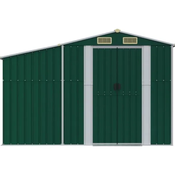 vidaXL Trädgårdsskjul grön 277x192,5x179 cm galvaniserat stål