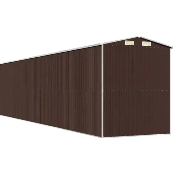 Trädgårdsskjul i galvaniserat stål - För utomhusförvaring | Färg: Mörkbrun | Storlek: 192x85x223 cm