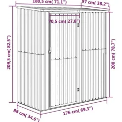 Trädgårdsskjul i galvaniserat stål - Förvaring av verktyg | Färg: Antracit | Storlek: 180,5x97x209,5 cm