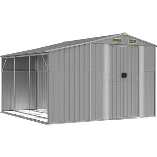 Trädgårdsskjul i galvaniserat stål - Förvaring av verktyg | Färg: Grå | Storlek: 277x279x179 cm