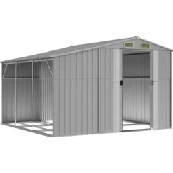 Trädgårdsskjul i galvaniserat stål - Förvaring av verktyg | Färg: Grå | Storlek: 277x279x179 cm