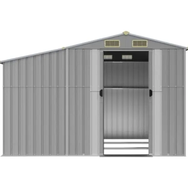 Trädgårdsskjul i galvaniserat stål - Förvaring av verktyg | Färg: Grå | Storlek: 277x279x179 cm