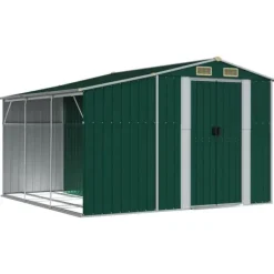 Trädgårdsskjul i galvaniserat stål - Utomhusförvaring | Färg: Grön | Storlek: 277x279x179 cm