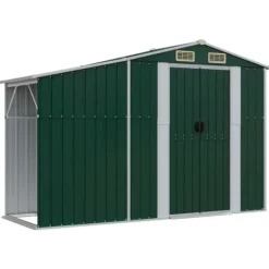 Trädgårdsskjul i galvaniserat stål - Utomhusförvaring | Färg: Grön | Storlek: 277x279x179 cm