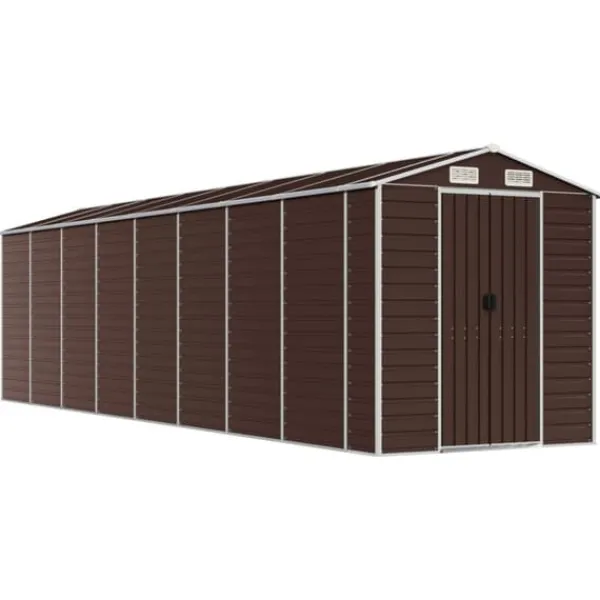 Discount Trädgårdsskjul i galvaniserat stål - Förvaringslösning | Färg: Brun | Storlek: 191x725x198 cm Skjul, Garage & Carports
