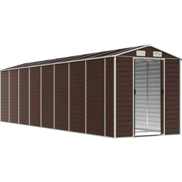 Discount Trädgårdsskjul i galvaniserat stål - Förvaringslösning | Färg: Brun | Storlek: 191x725x198 cm Skjul, Garage & Carports