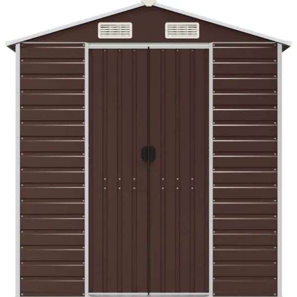 Discount Trädgårdsskjul i galvaniserat stål - Förvaringslösning | Färg: Brun | Storlek: 191x725x198 cm Skjul, Garage & Carports