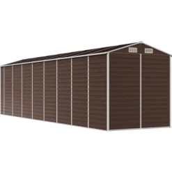Discount Trädgårdsskjul i galvaniserat stål - Förvaringslösning | Färg: Brun | Storlek: 191x725x198 cm Skjul, Garage & Carports