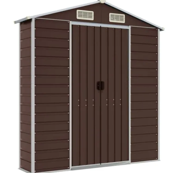 Discount Trädgårdsskjul i galvaniserat stål - Förvaringslösning | Färg: Brun | Storlek: 191x725x198 cm Skjul, Garage & Carports