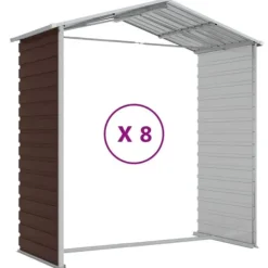 Discount Trädgårdsskjul i galvaniserat stål - Förvaringslösning | Färg: Brun | Storlek: 191x725x198 cm Skjul, Garage & Carports