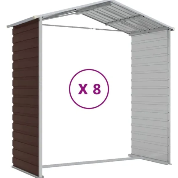 Discount Trädgårdsskjul i galvaniserat stål - Förvaringslösning | Färg: Brun | Storlek: 191x725x198 cm Skjul, Garage & Carports