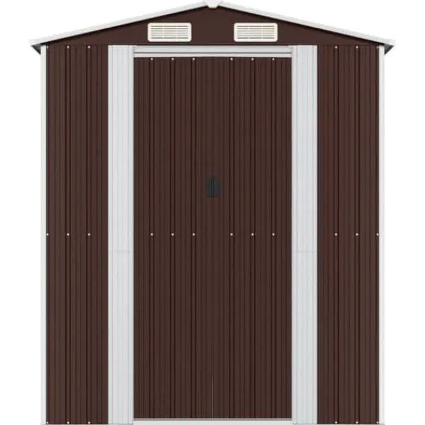 Hot Trädgårdsskjul i galvaniserat stål för redskap och utomhusförvaring | Färg: Mörkbrun | Storlek: 192x689x223 cm Skjul, Garage & Carports