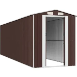 Hot Trädgårdsskjul i galvaniserat stål för redskap och utomhusförvaring | Färg: Mörkbrun | Storlek: 192x689x223 cm Skjul, Garage & Carports