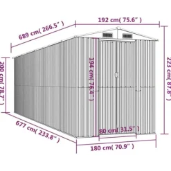 Hot Trädgårdsskjul i galvaniserat stål för redskap och utomhusförvaring | Färg: Mörkbrun | Storlek: 192x689x223 cm Skjul, Garage & Carports