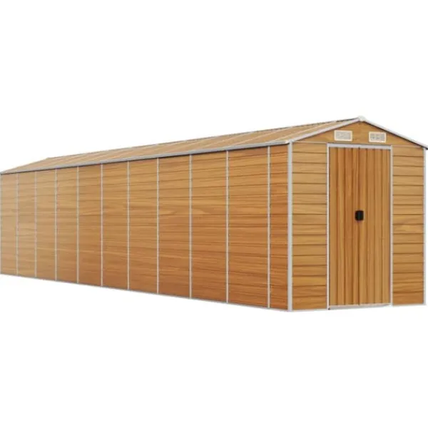 Trädgårdsskjul i galvaniserat stål - Ljusbrun för utomhusförvaring | Storlek: 191x89.5x198 cm