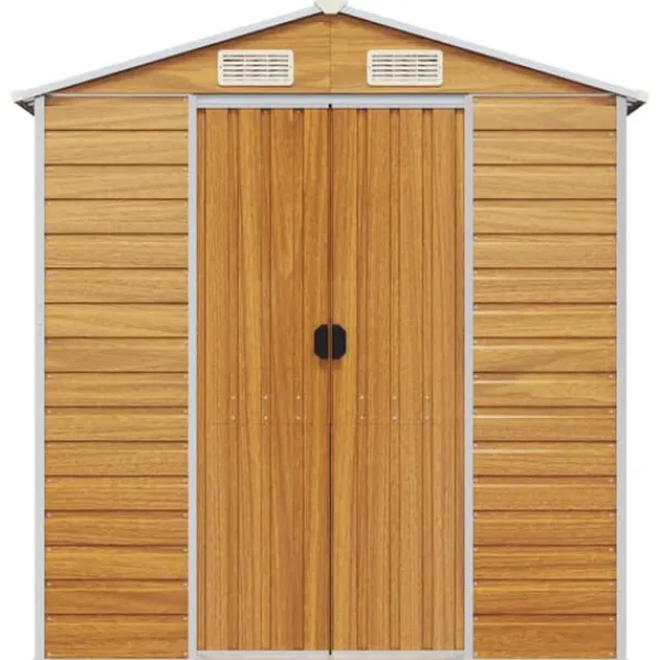 Trädgårdsskjul i galvaniserat stål - Ljusbrun för utomhusförvaring | Storlek: 191x89.5x198 cm