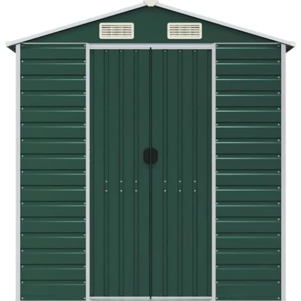 Trädgårdsskjul i galvaniserat stål - Utomhusförvaring | Färg: Grön | Storlek: 191x300x198 cm