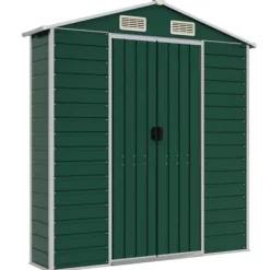 Trädgårdsskjul i galvaniserat stål - Utomhusförvaring | Färg: Grön | Storlek: 191x300x198 cm