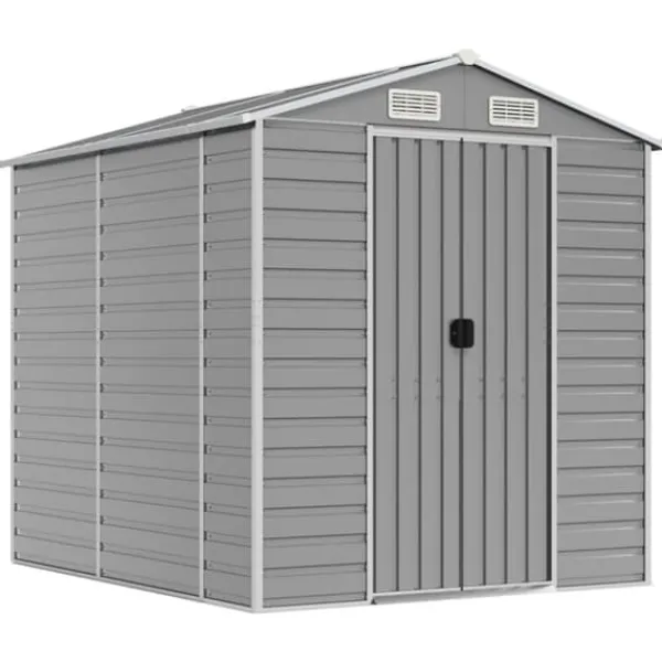 Discount Trädgårdsskjul i galvaniserat stål - Förvaringslösning | Färg: Ljusgrå | Storlek: 191x215x198 cm Skjul, Garage & Carports