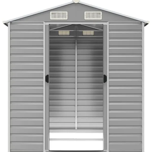 Discount Trädgårdsskjul i galvaniserat stål - Förvaringslösning | Färg: Ljusgrå | Storlek: 191x215x198 cm Skjul, Garage & Carports