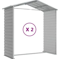 Discount Trädgårdsskjul i galvaniserat stål - Förvaringslösning | Färg: Ljusgrå | Storlek: 191x215x198 cm Skjul, Garage & Carports
