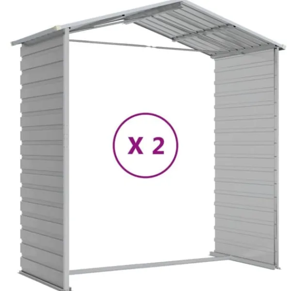 Discount Trädgårdsskjul i galvaniserat stål - Förvaringslösning | Färg: Ljusgrå | Storlek: 191x215x198 cm Skjul, Garage & Carports