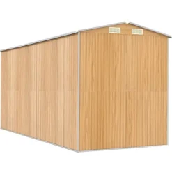 Discount Trädgårdsskjul i galvaniserat stål - Rymlig förvaring | Färg: Ljusbrun | Storlek: 192x440x223 cm Skjul, Garage & Carports