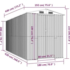 Discount Trädgårdsskjul i galvaniserat stål - Rymlig förvaring | Färg: Ljusbrun | Storlek: 192x440x223 cm Skjul, Garage & Carports