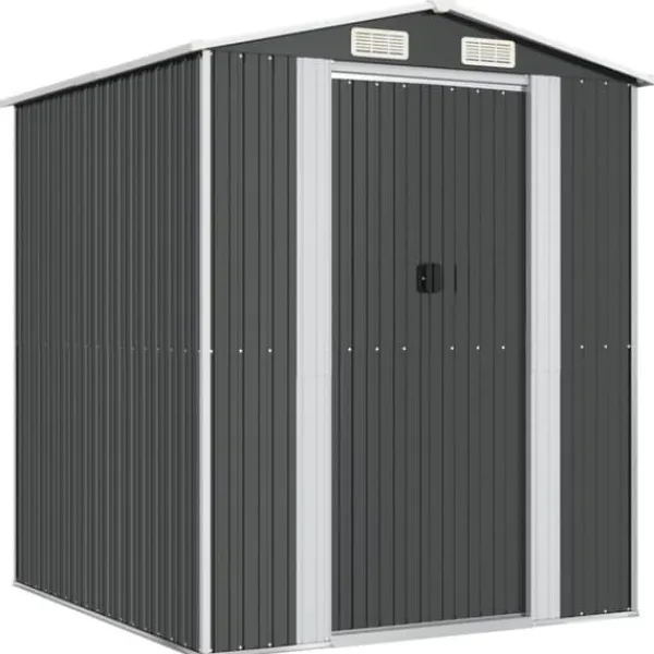 Trädgårdsskjul i galvaniserat stål - Utomhusförvaring | Färg: Antracit | Storlek: 192x191x223 cm