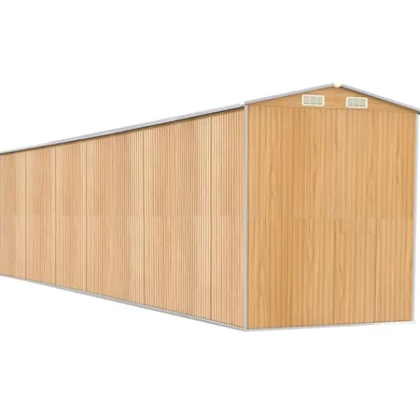 Trädgårdsskjul i galvaniserat stål - Uteförvaring | Färg: Ljusbrun | Storlek: 192x85x223 cm
