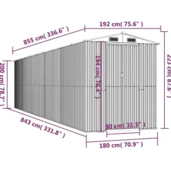 Trädgårdsskjul i galvaniserat stål - Uteförvaring | Färg: Ljusbrun | Storlek: 192x85x223 cm