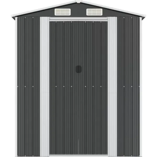 Trädgårdsskjul i galvaniserat stål - Rymlig förvaring för redskap | Färg: Antracit | Storlek: 192x440x223 cm