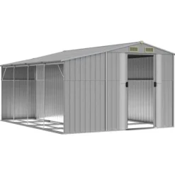Trädgårdsskjul i galvaniserat stål - Robust för utomhusförvaring | Färg: Grå | Storlek: 277x365,5x179 cm