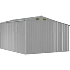 Trädgårdsskjul i galvaniserat stål - Robust för utomhusförvaring | Färg: Grå | Storlek: 277x365,5x179 cm