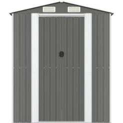 New Trädgårdsskjul i galvaniserat stål - Rymlig förvaring för redskap | Färg: Ljusgrå | Storlek: 192x357x223 cm Skjul, Garage & Carports