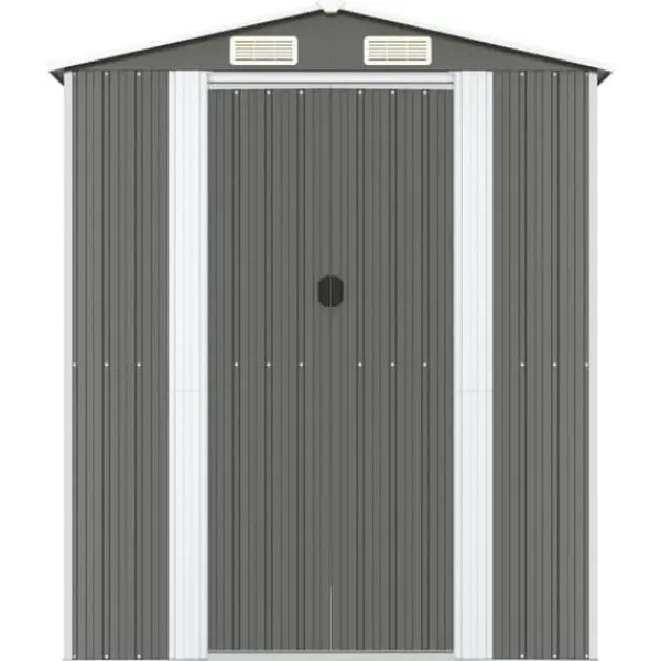 New Trädgårdsskjul i galvaniserat stål - Rymlig förvaring för redskap | Färg: Ljusgrå | Storlek: 192x357x223 cm Skjul, Garage & Carports