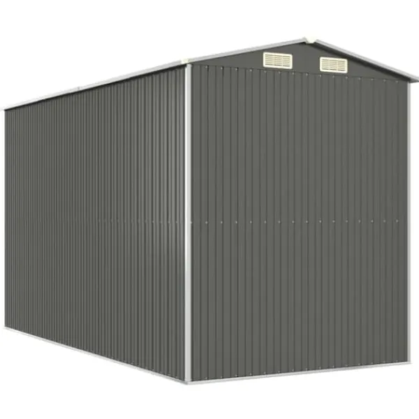 New Trädgårdsskjul i galvaniserat stål - Rymlig förvaring för redskap | Färg: Ljusgrå | Storlek: 192x357x223 cm Skjul, Garage & Carports