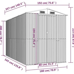 New Trädgårdsskjul i galvaniserat stål - Rymlig förvaring för redskap | Färg: Ljusgrå | Storlek: 192x357x223 cm Skjul, Garage & Carports